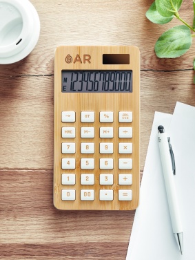 Logo trade promotional giveaway photo of: 12 digit bamboo calculator